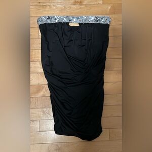 Elegant Black Strapless Dress w/ Silver Sequin trim. Brand new w/tags. Size M